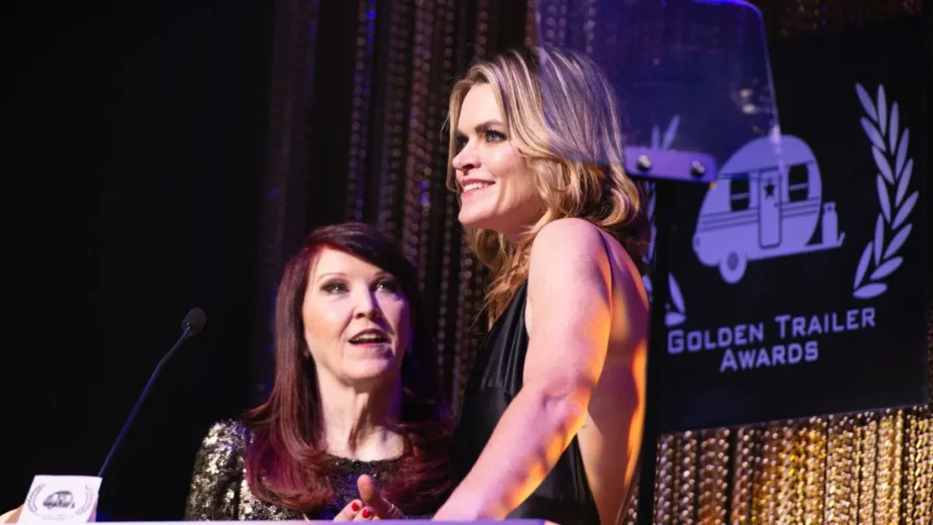 Meredith Palmer and host Missi Pyle at the 2024 Golden Trailer Awards.